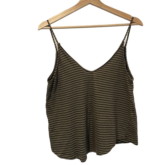 Zara Tops - Zara Olive Green Striped Tank Top Size S